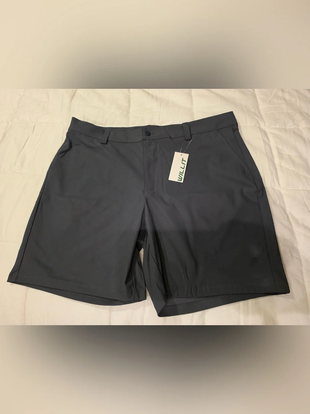 WILLIT Men's Flat Front Performance Shorts - charcoal gray 36”w/7” inseam NWT